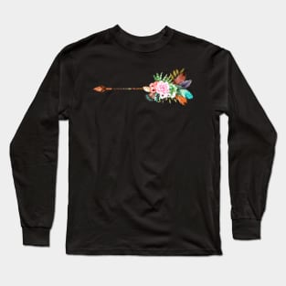 Succulents, Flowers and Feathers Arrow Long Sleeve T-Shirt